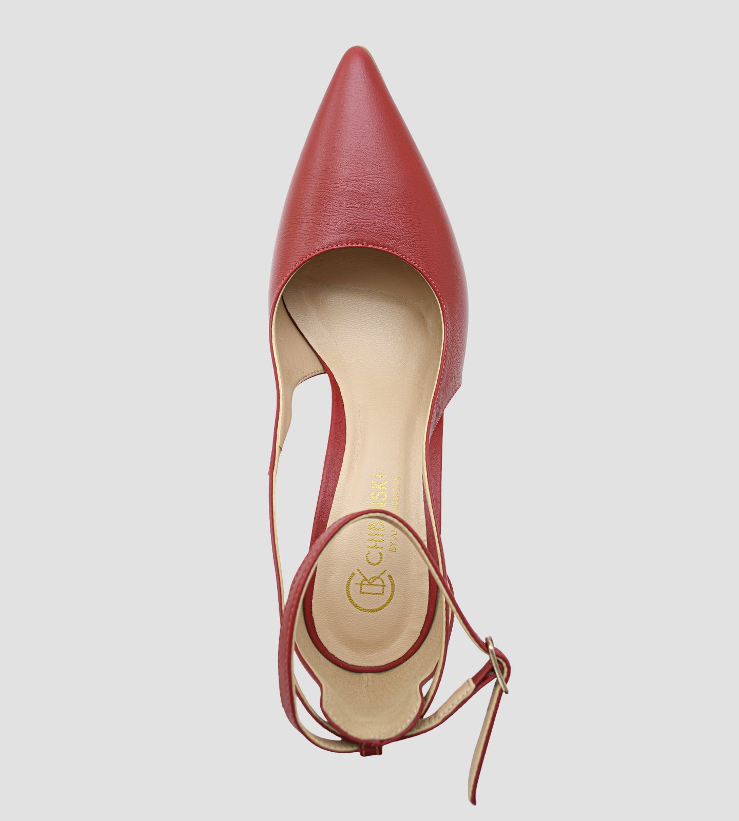 Scarpin Tira no Tornozelo Couro Vermelho