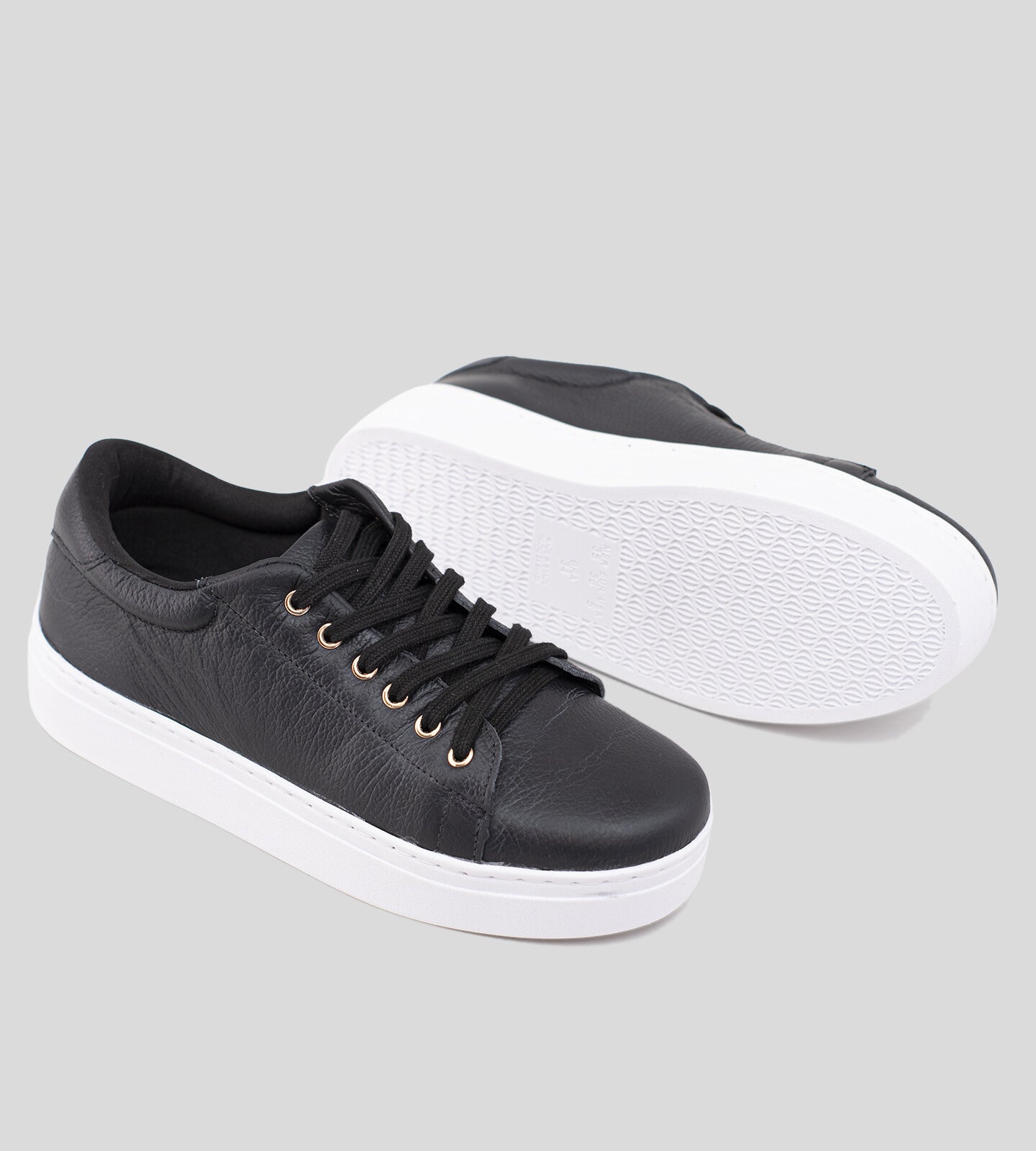 Tênis Flatform Couro Preto