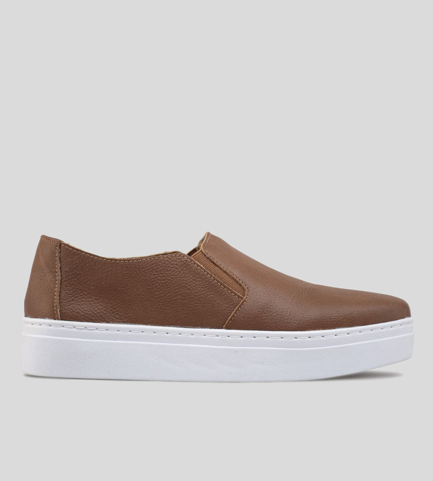 Tênis Slip-on Couro Marrom