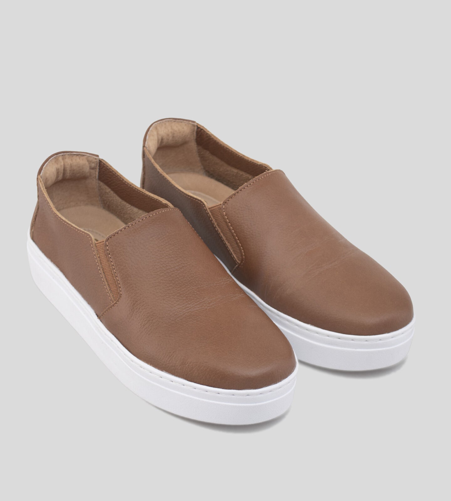 Tênis Slip-on Couro Marrom